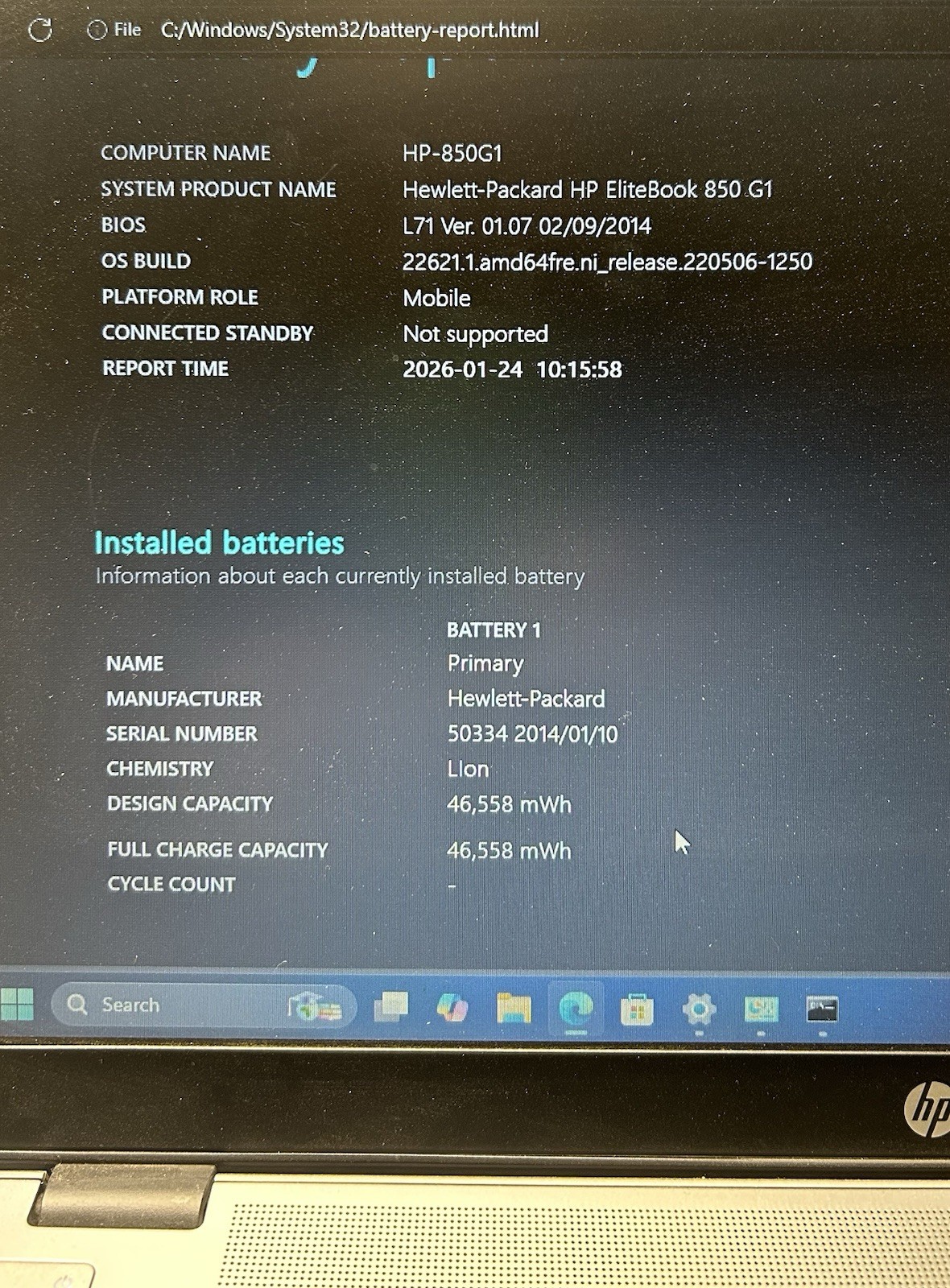 HP EliteBook 850 G1 15″ Core i5-4200U 1.6GHz 256GB SSD 16GB Wifi Webcam Win 11