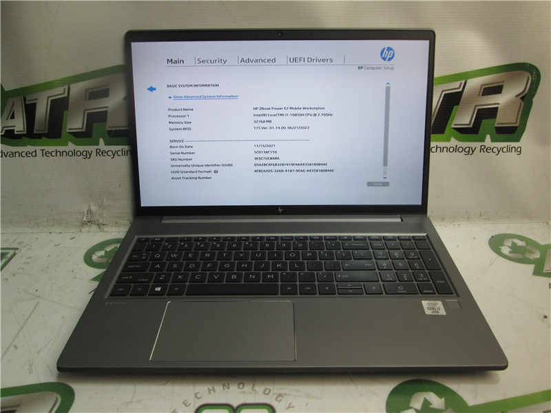 HP ZBook G7 Laptop i7-10850H 2.7GHz 32GB 512GB SSD Windows 11 Pro COA