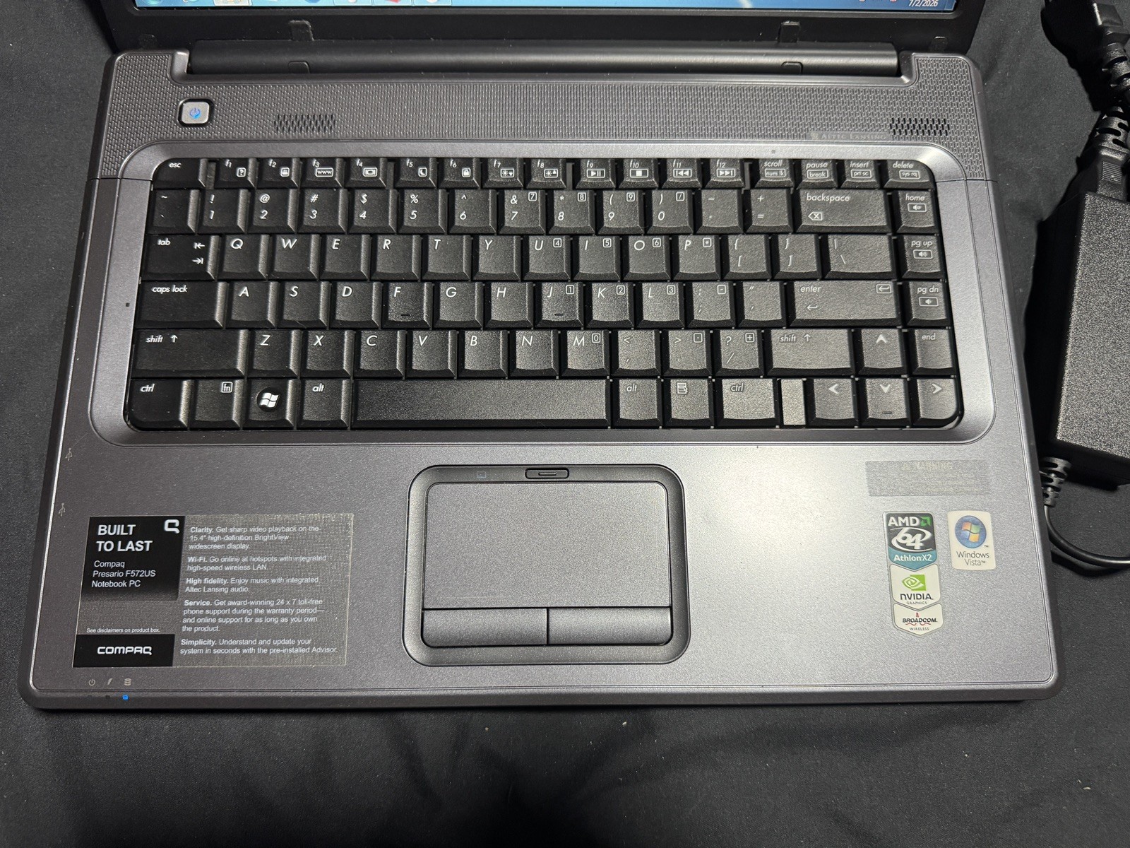 HP Compaq Presario F500 F572US 15.4” 1.7GHz 4GB RAM 160GB HDD DVDRW WiFi Win7x64