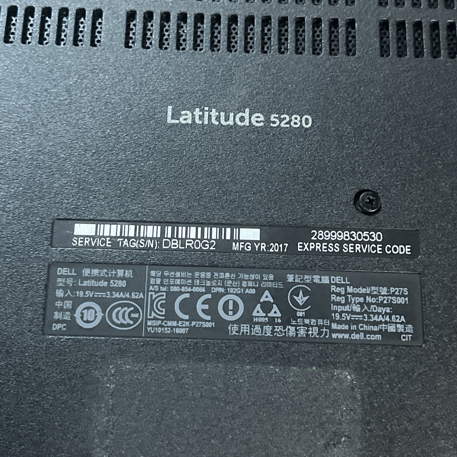 DELL LATITUDE 5280 INTEL CORE I3-7100U 2.40GHZ 8GB RAM NO HD .