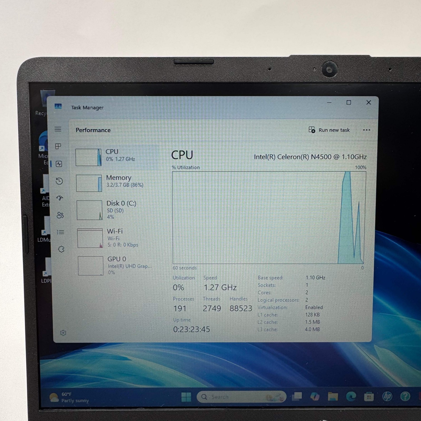 HP Laptop 14-DQ3000DX 14″ Celeron N4500 1.1GHz 4GB RAM 64GB SSD