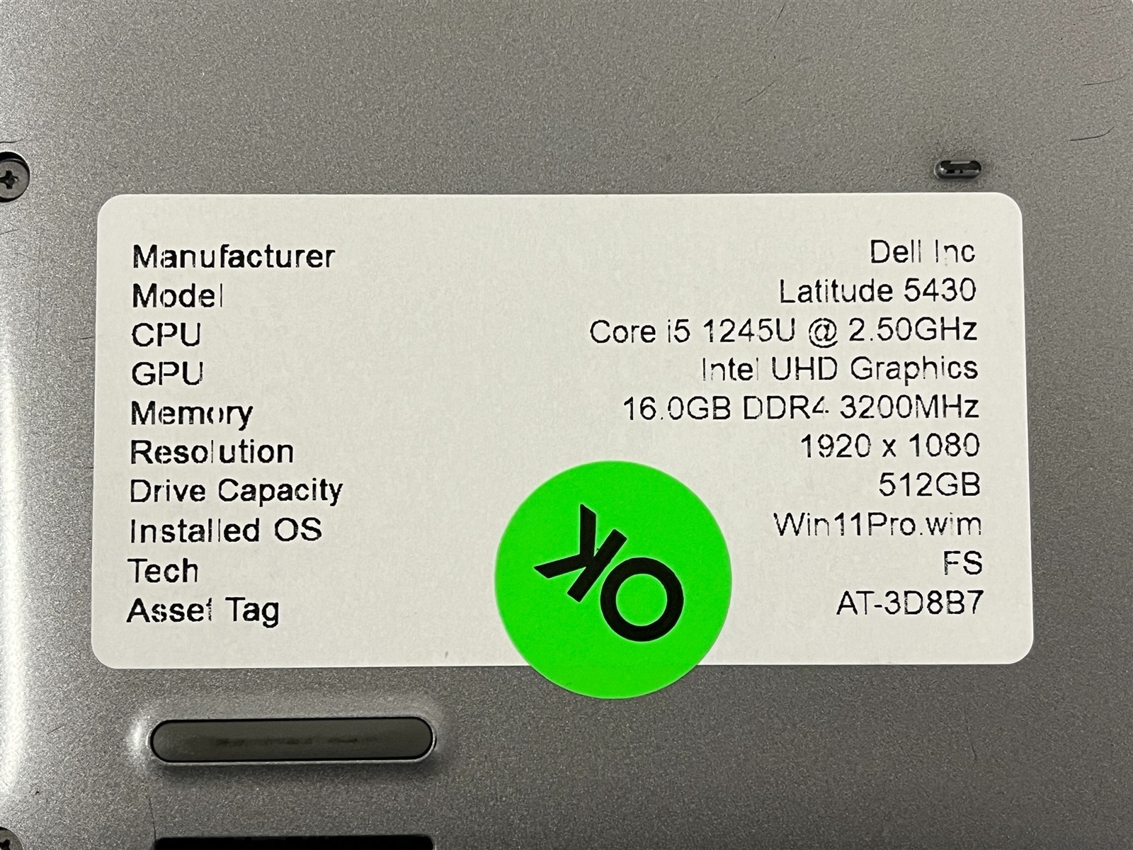 Dell Latitude 5430 i5-1245U 2.5GHz 16GB DDR4 512GB SSD WIN 11 PRO 14″ Laptop PC