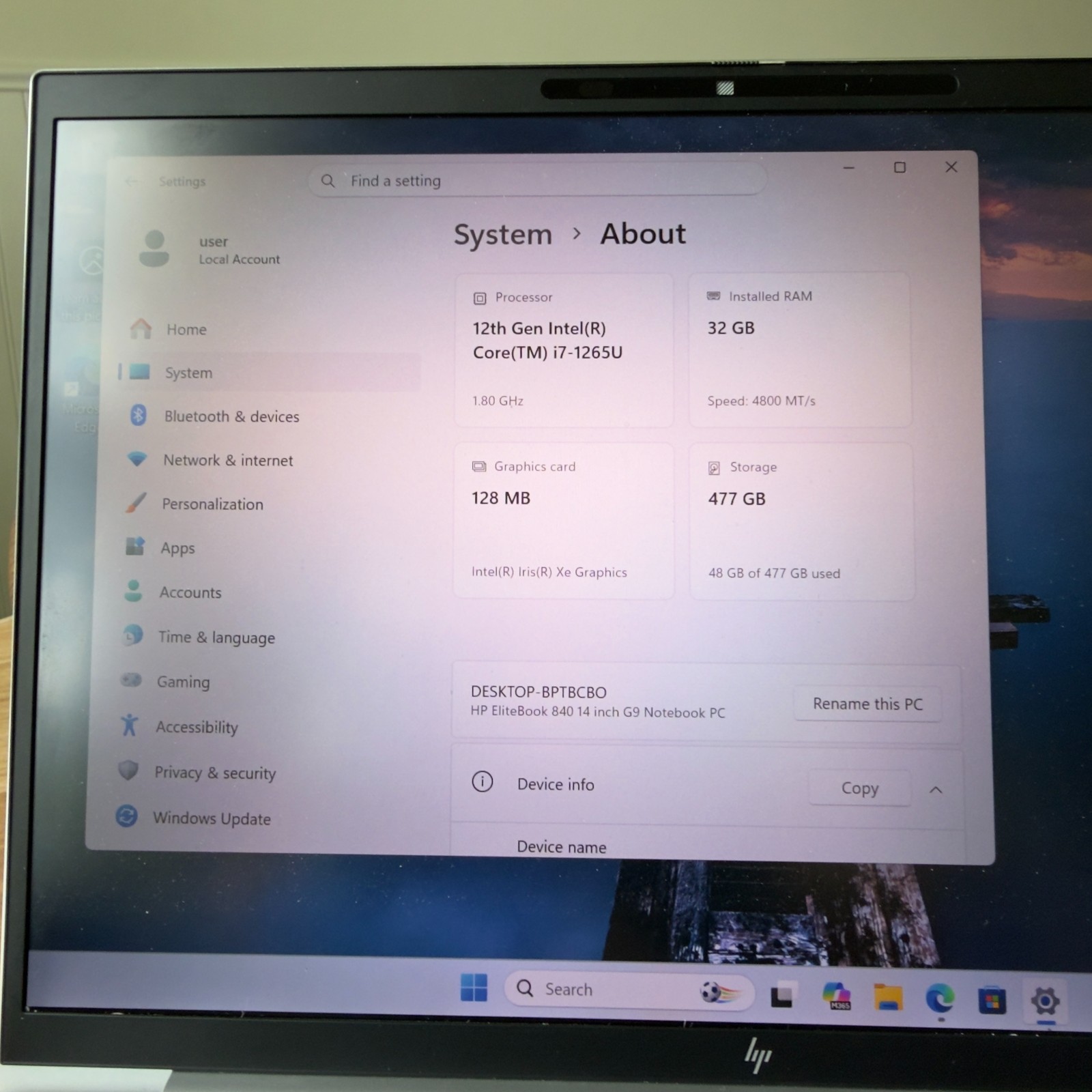 HP EliteBook 840 G9 14” 512GB SSD Intel i7-1265U 32GB RAM w Charger – Wi 11 Pro