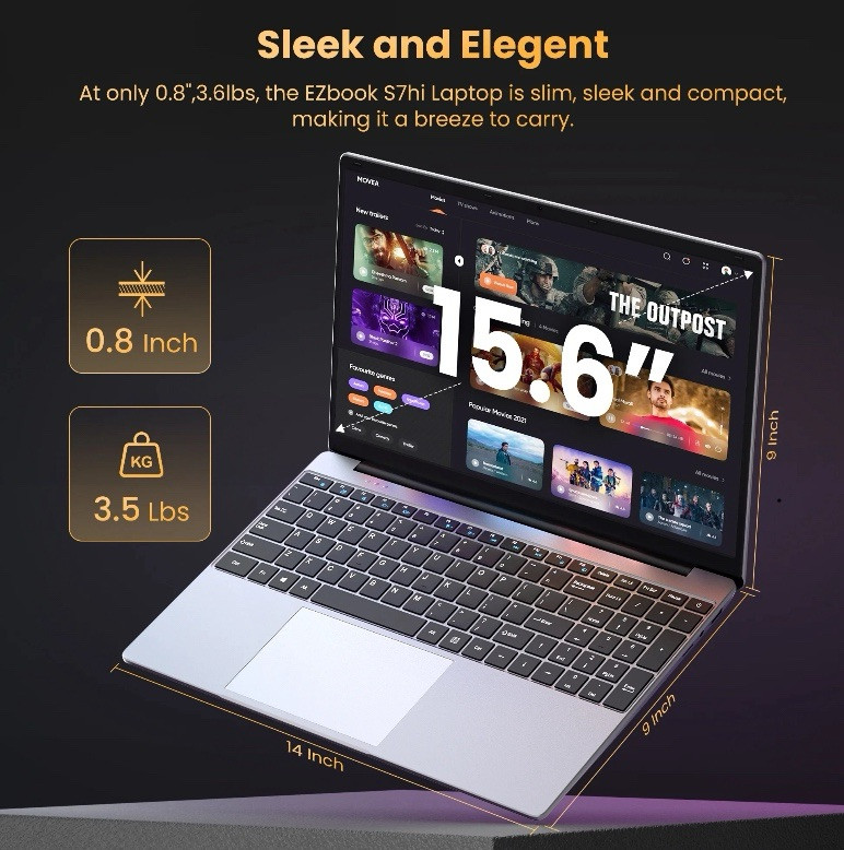 Jumper 15.6” Windows 11 Laptop 12GB Ram 640GB, Come With 1-yr Free Office 365