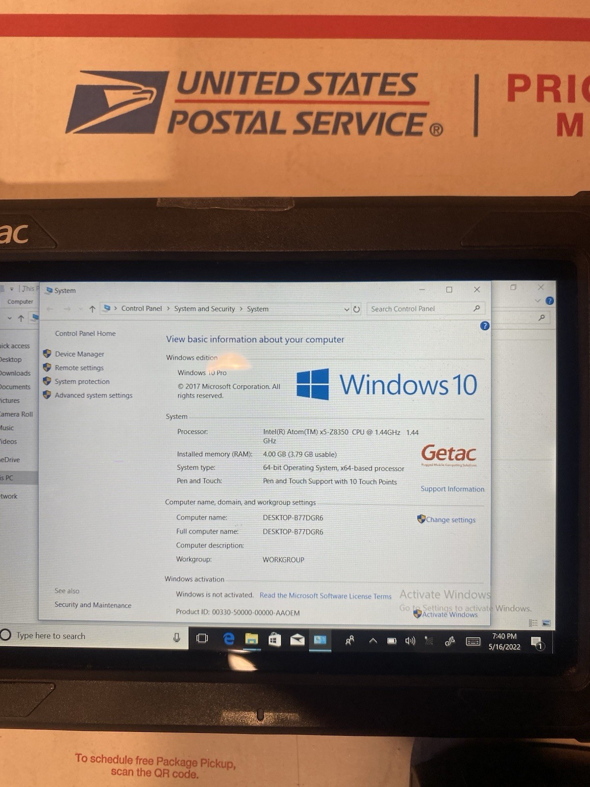 Getac EX80 windows Rugged tablet With Stand/base Power Supply Included Tested