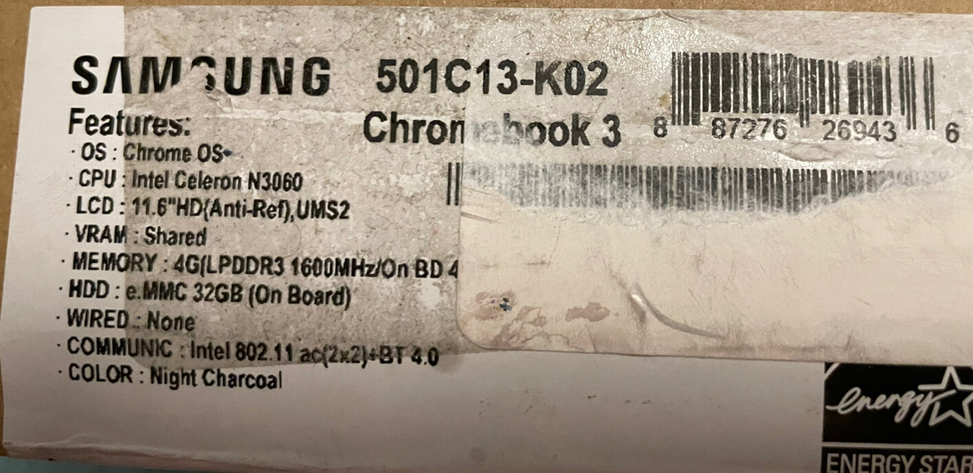 SAMSUNG CHROMEBOOK 3 XE501C13-K02US 11.6″ INTEL CELERON 4GB RAM / 32GB SSD