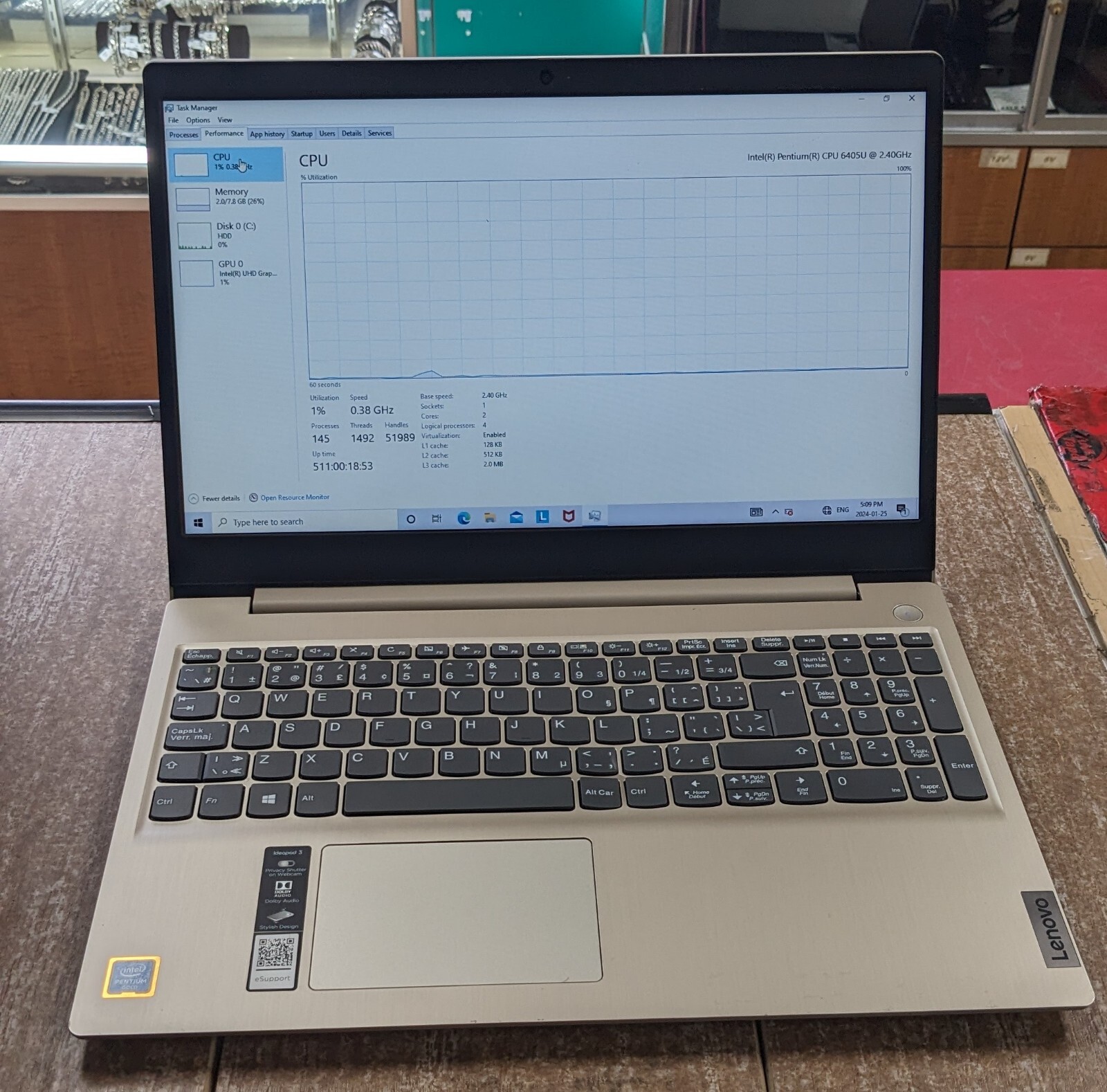 Lenovo IdeaPad 3 15IML05 15.6″ Intel Pentium 6405U, 1TB HDD, 8GB Ram,Windows 10