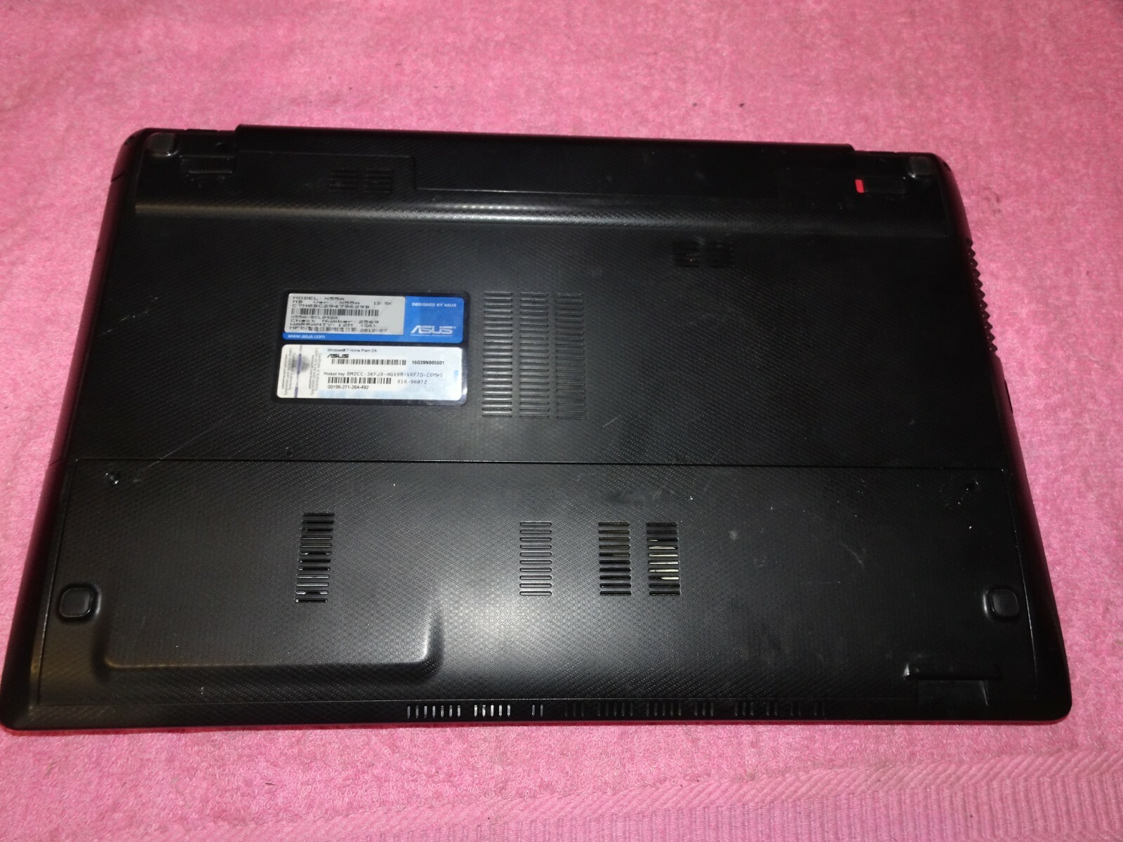 Asus X55A Notebook PC Intel Pentium C PU B980 2.40GHz 4GB RAM No HDD 15″ Screen