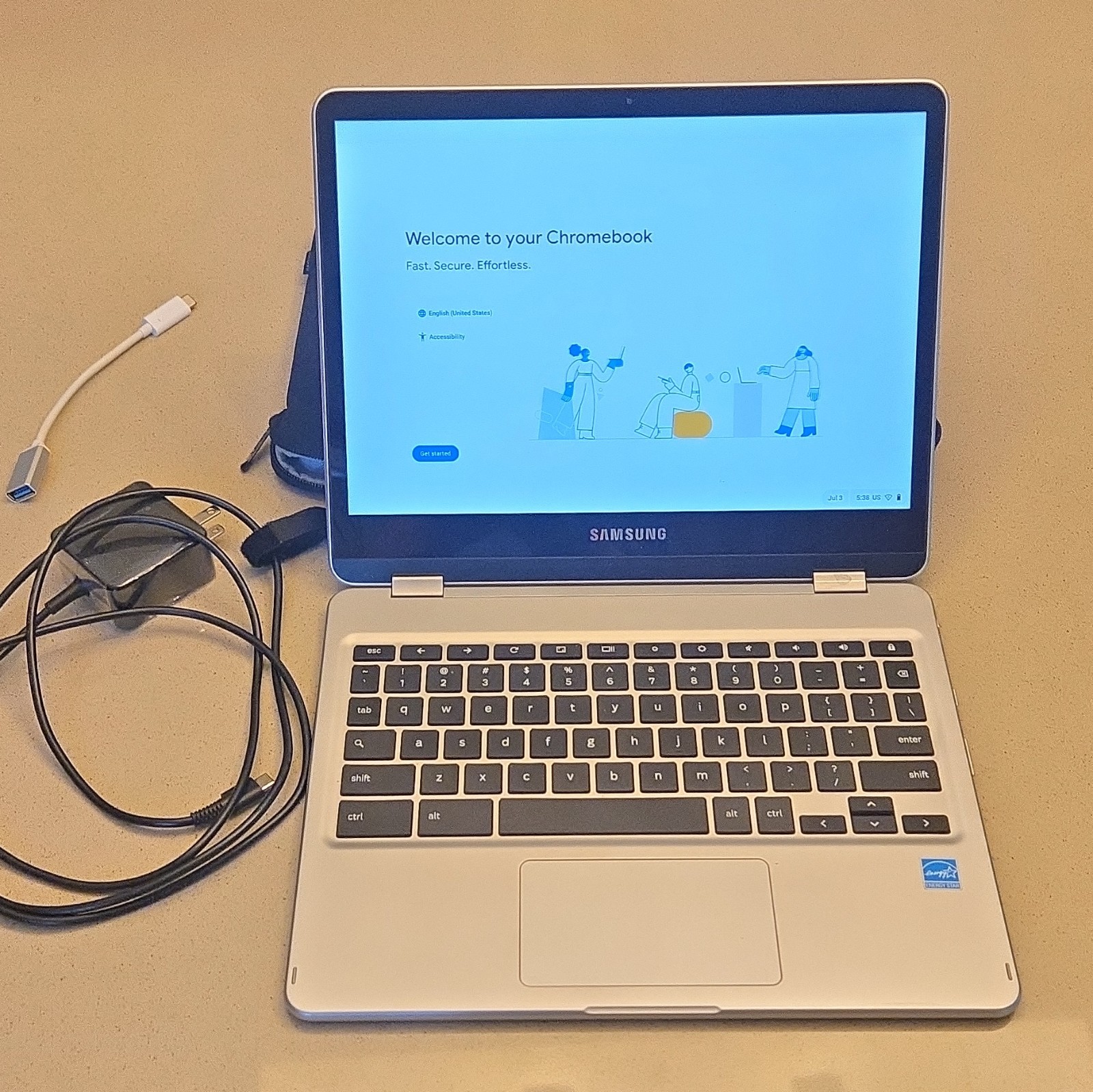 Samsung Chromebook Plus 12.3″ Touchscreen 4GB/32GB Chrome OS Silver Charger