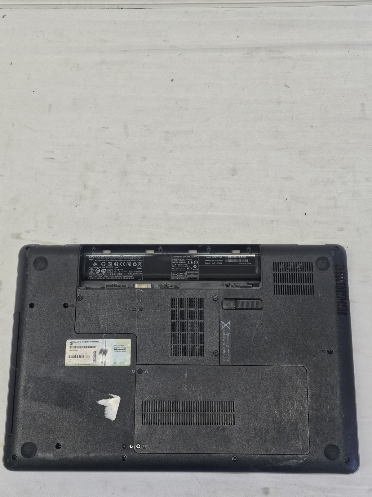 HP G62-225DX Laptop – Intel Pentium – 3GB RAM – NO BATT – NO HDD/OS – Parts READ