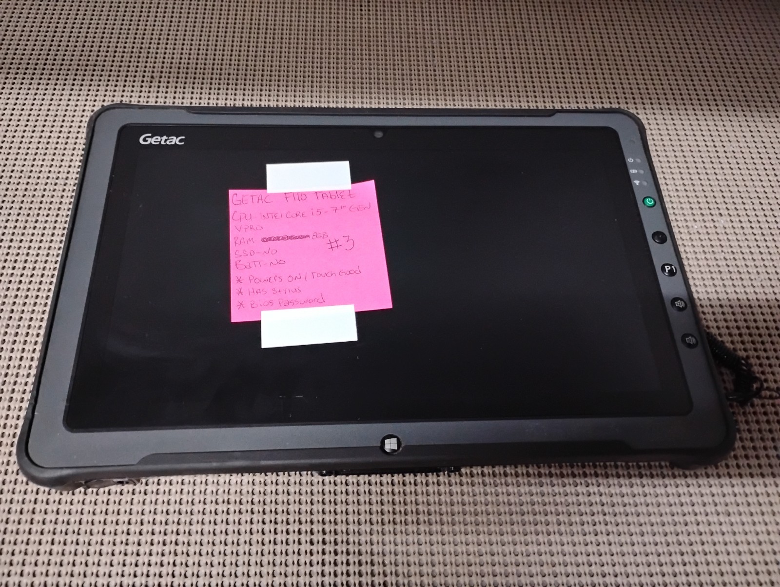 GETAC F110 INTEL CORE I5 7TH GEN 8GB RAM NO HD/BATTERY OR POWER CORD PARTS ONLY