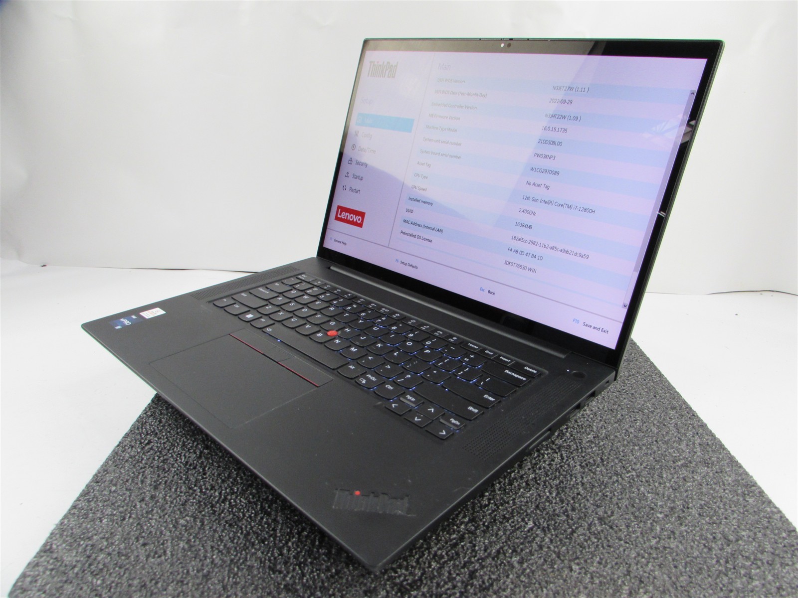 LENOVO THINKPAD P1 (GEN 5) 4K TOUCH I7-12800H 512GB 16GB RAM RTX A1000 WIN 11