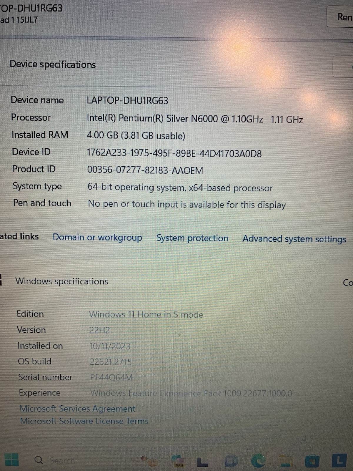 15.6″ Lenovo IdeaPad 1I/ Pentium N6000 / 4 GB / 128GB / 109310-1 JAR