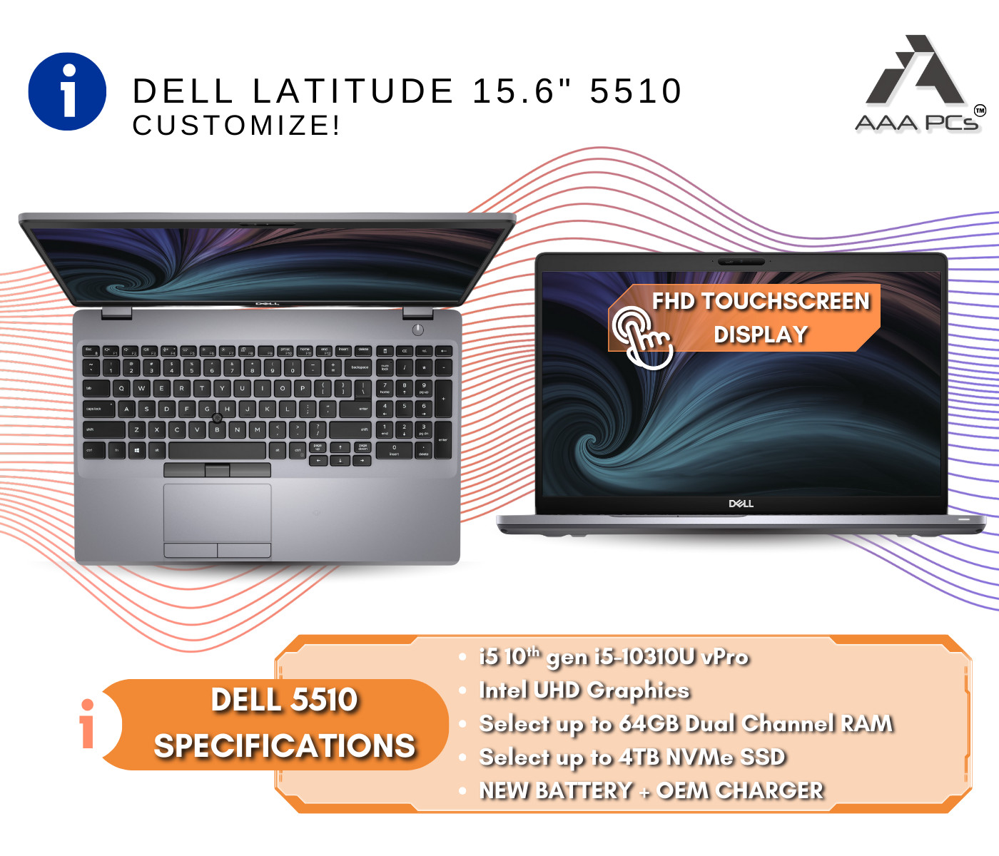 Dell 15.6″ Touchscreen Laptop Windows 11 Intel Core i5 4.40 GHz 64GB RAM 4TB SSD