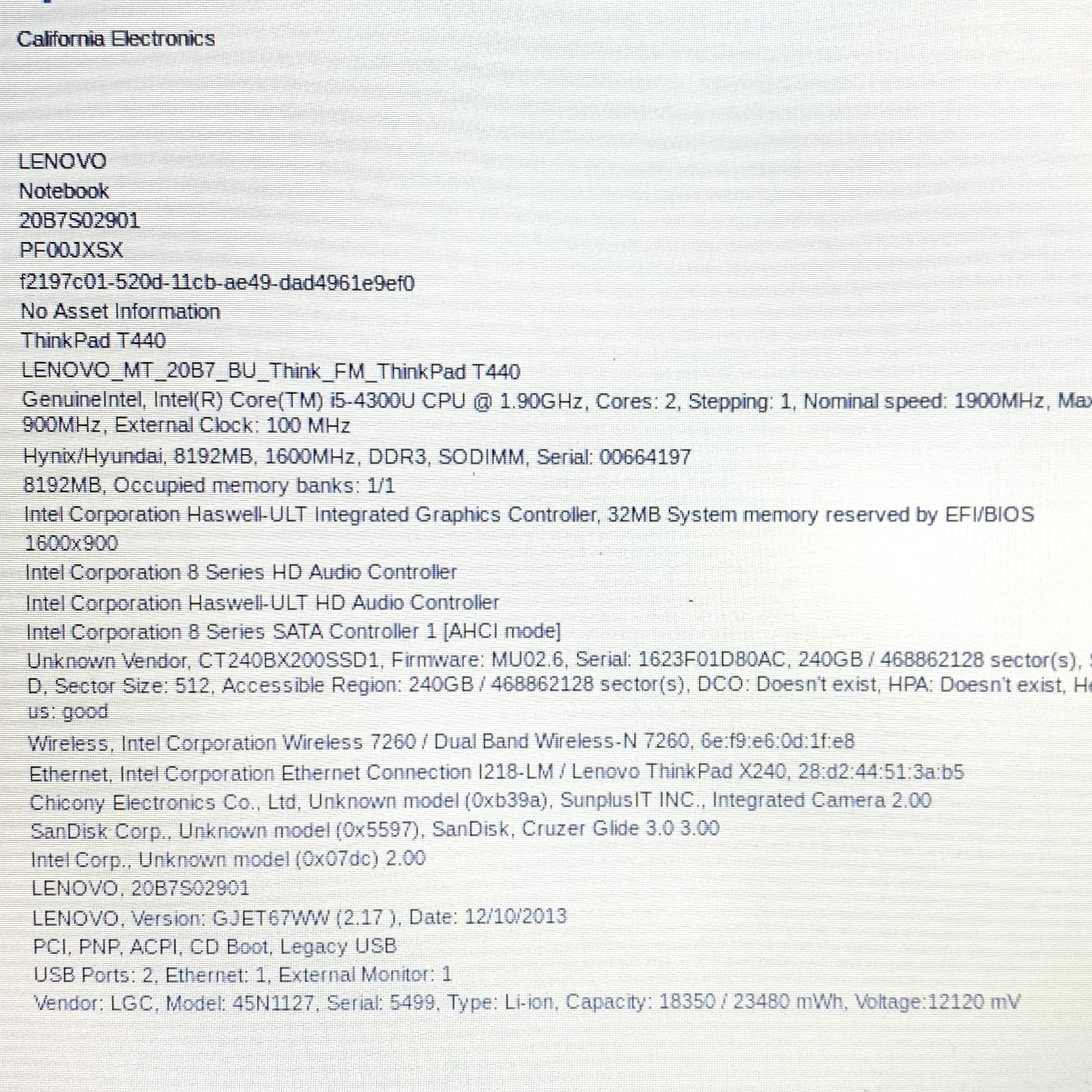 Lenovo Thinkpad T440 14″ HD Intel Core i5-4300U 1.90GHz 8GB 240GB SSD Windows 11