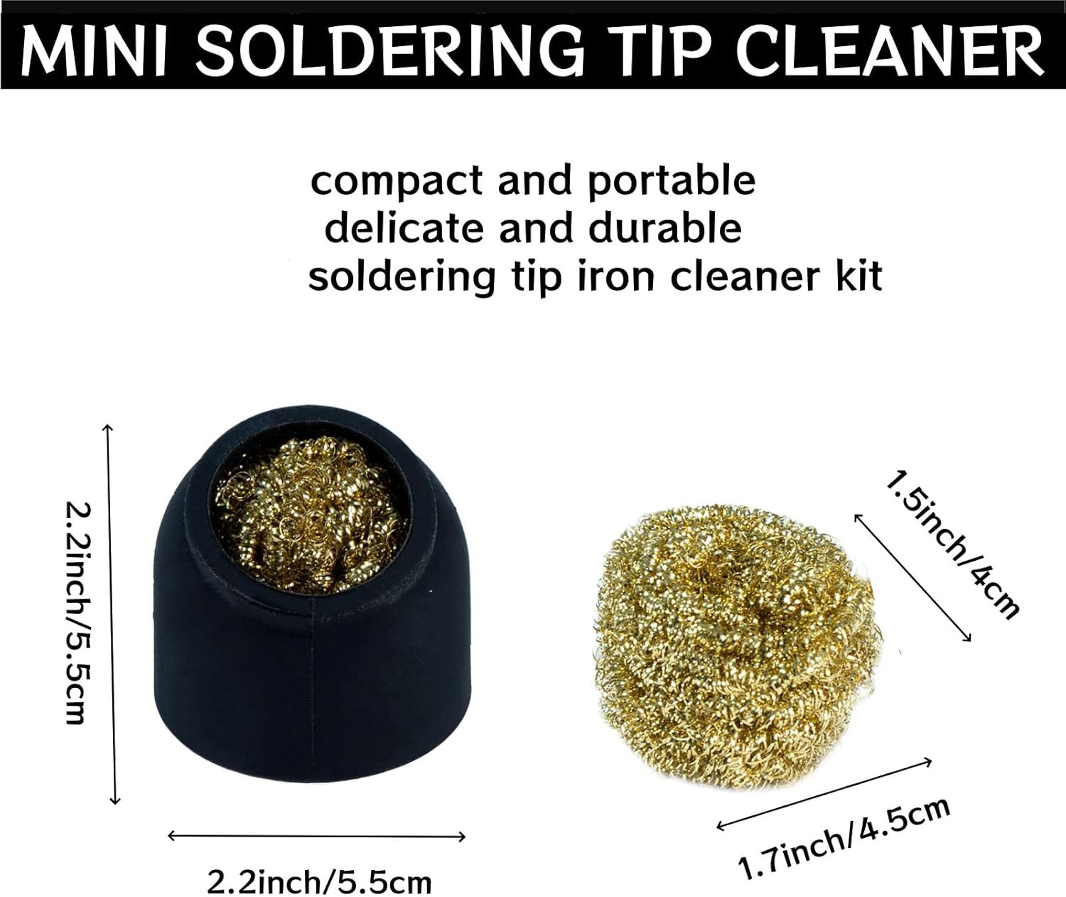 Soldering Iron Tip Cleaner 3Pcs Soft Coiled Brass Tip Cleaner with Silicone Hold