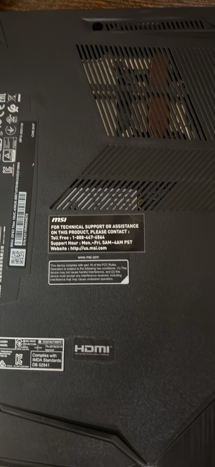 MSI THIN GF63 15.6″ (512GB SSD, Intel i7-12650H, 2.30 GHz, 8 GB of RAM(