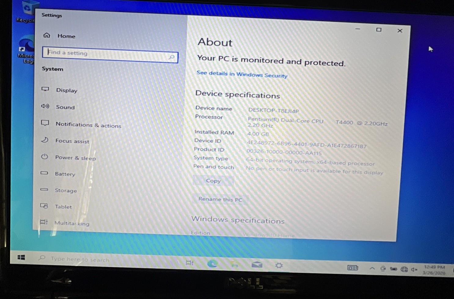 Dell Inspiron 1545 15.6” Laptop Pentium T4400 4GB RAM 500GB Windows 10
