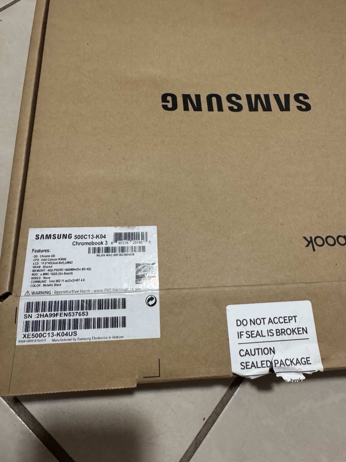 New Samsung 11.6 Chromebook 3 XE500C13 Celeron N3060 4GB RAM 16GB