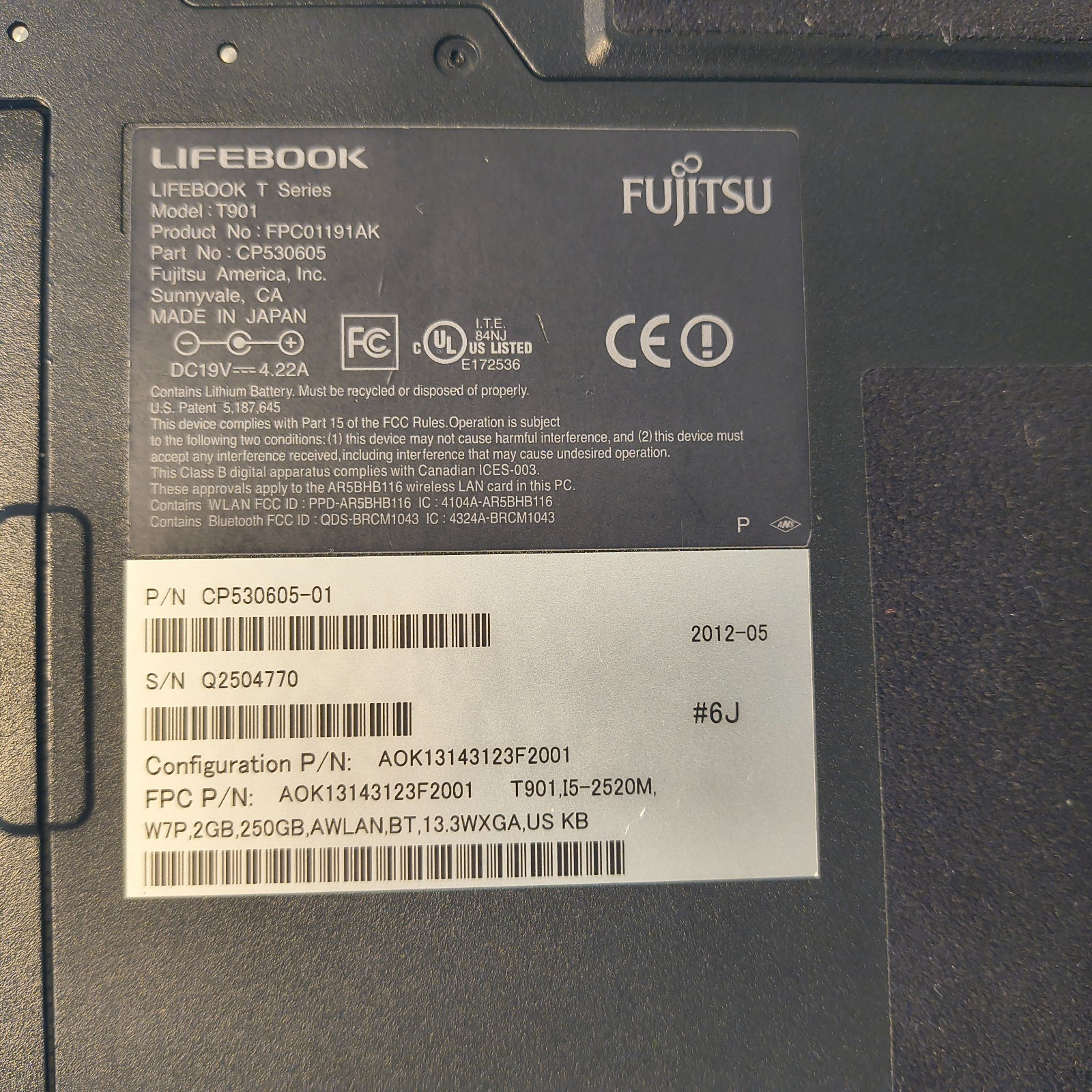 Fujitsu Lifebook T901 Laptop/Tablet i5, 8 GB RAM, 1 TB HDD, Win10 installed+case