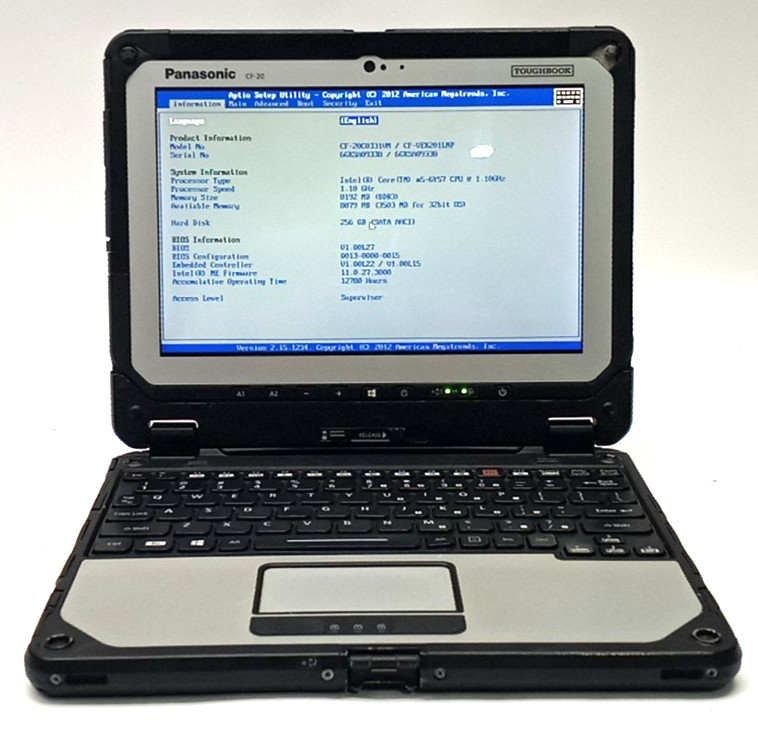 Panasonic ToughBook CF-20 m5-6Y57@1.10GHZ 8GB RAM 256GB M.2 WIN 11 Pro WH444*!