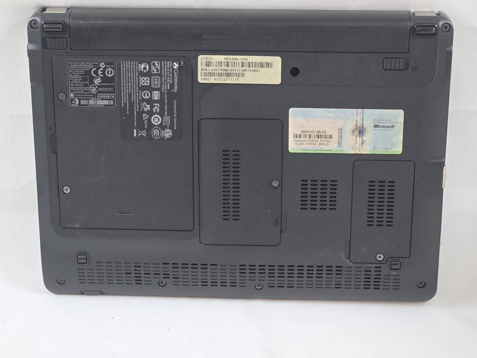 Gateway LT2022u Netbook Intel Atom N270 1.6GHz 1GB RAM 160GB HDD *Parts Only*