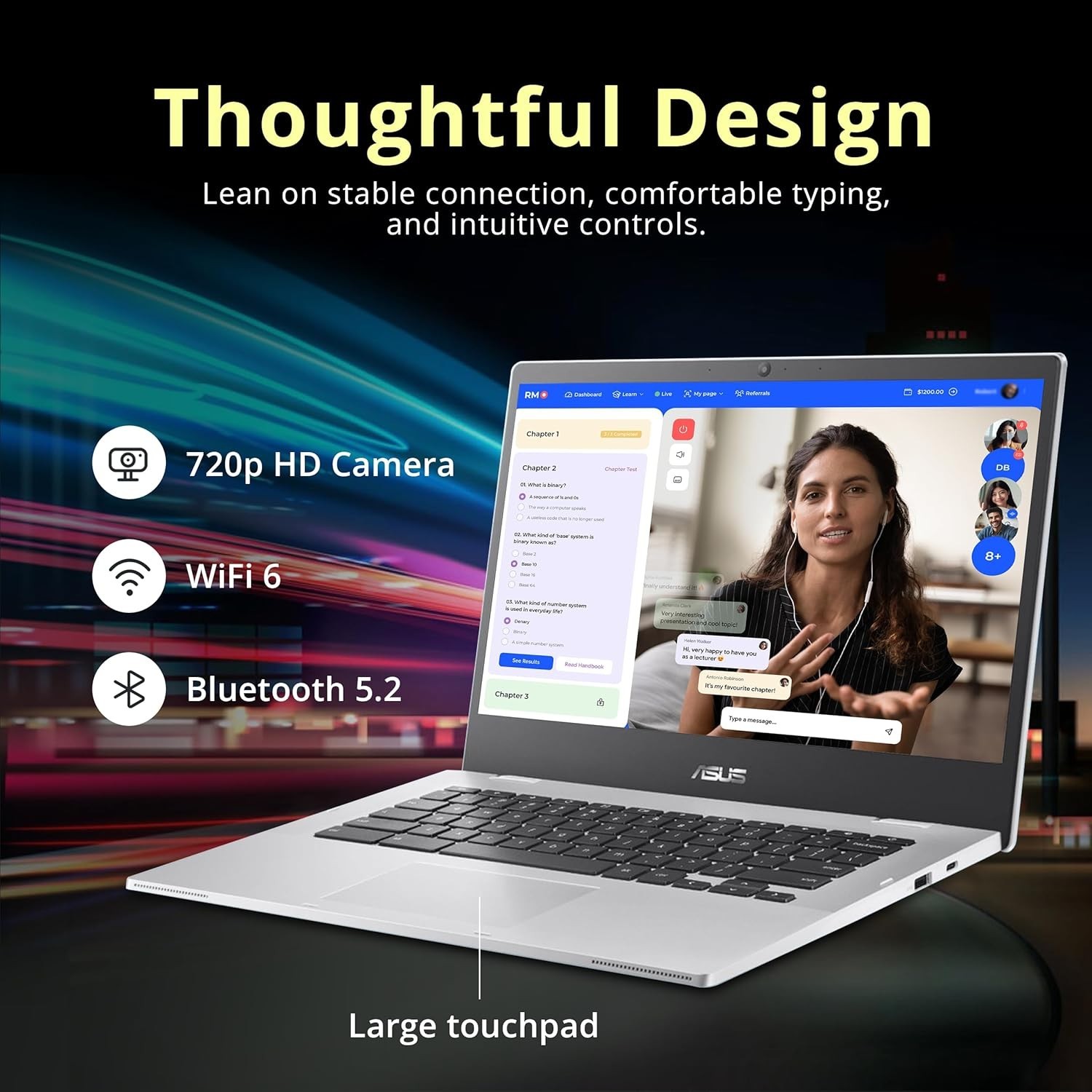 Lightweight 14″ Chromebook CX1 – FHD Anti-Glare, WiFi 6, 4GB RAM, 224GB Storage