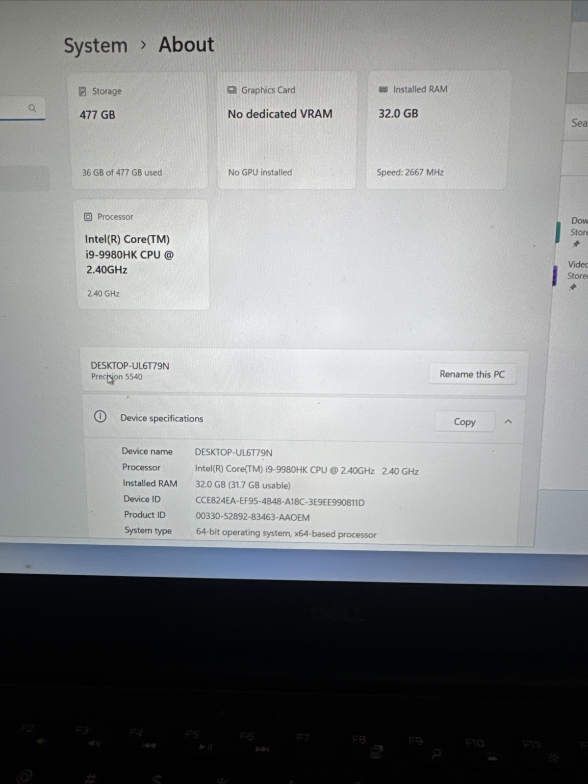 Dell Precision 5540 i9 9th Gen *32GB RAM 512GB – Good condition – Free shipping!