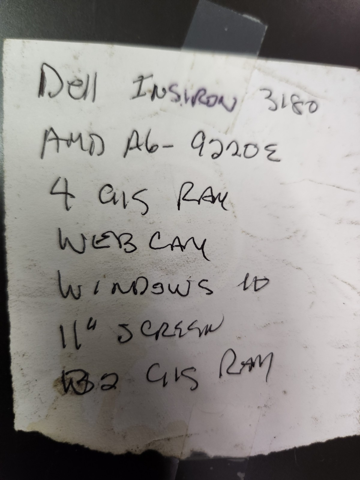 Dell Inspiron 11 3180 AMD A6-9220e @ 1.6GHz 4GB RAM 32GB eMMC Good Battery