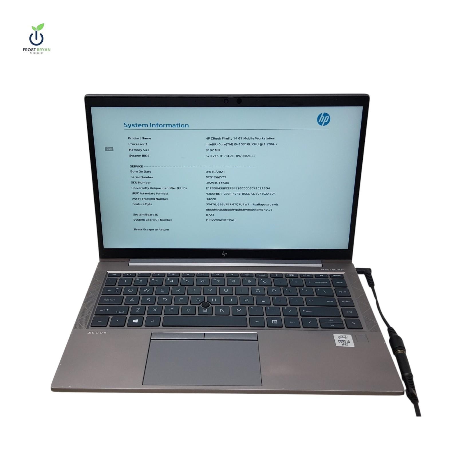 HP ZBOOK FIREFLY 14″ G7 i5-10310U@1.70GHz 8GB No SSD/OS Grade D [DEFECTIVE]