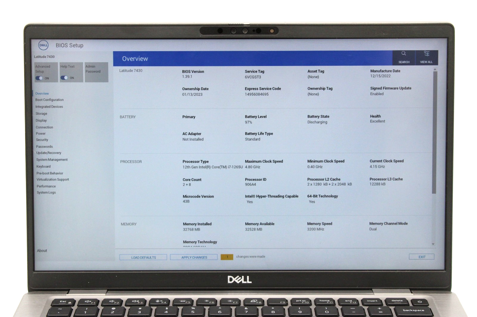 Dell Latitude 7430 14″ Intel Core i7-1265U 32GB RAM 256GB SSD