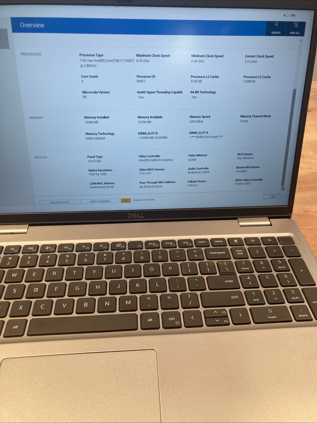 Dell Precision 3560 i7-1165G7 16GB RAM Quadro T500 Laptop (No HDD/OS/Adapter)