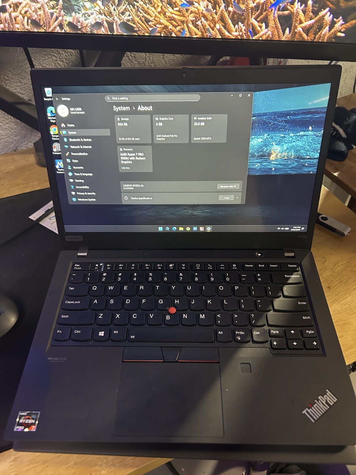 LENOVO THINKPAD P14S (Gen 2) TOUCH AMD RYZEN 7 PRO 5850U 32GB RAM 1TB