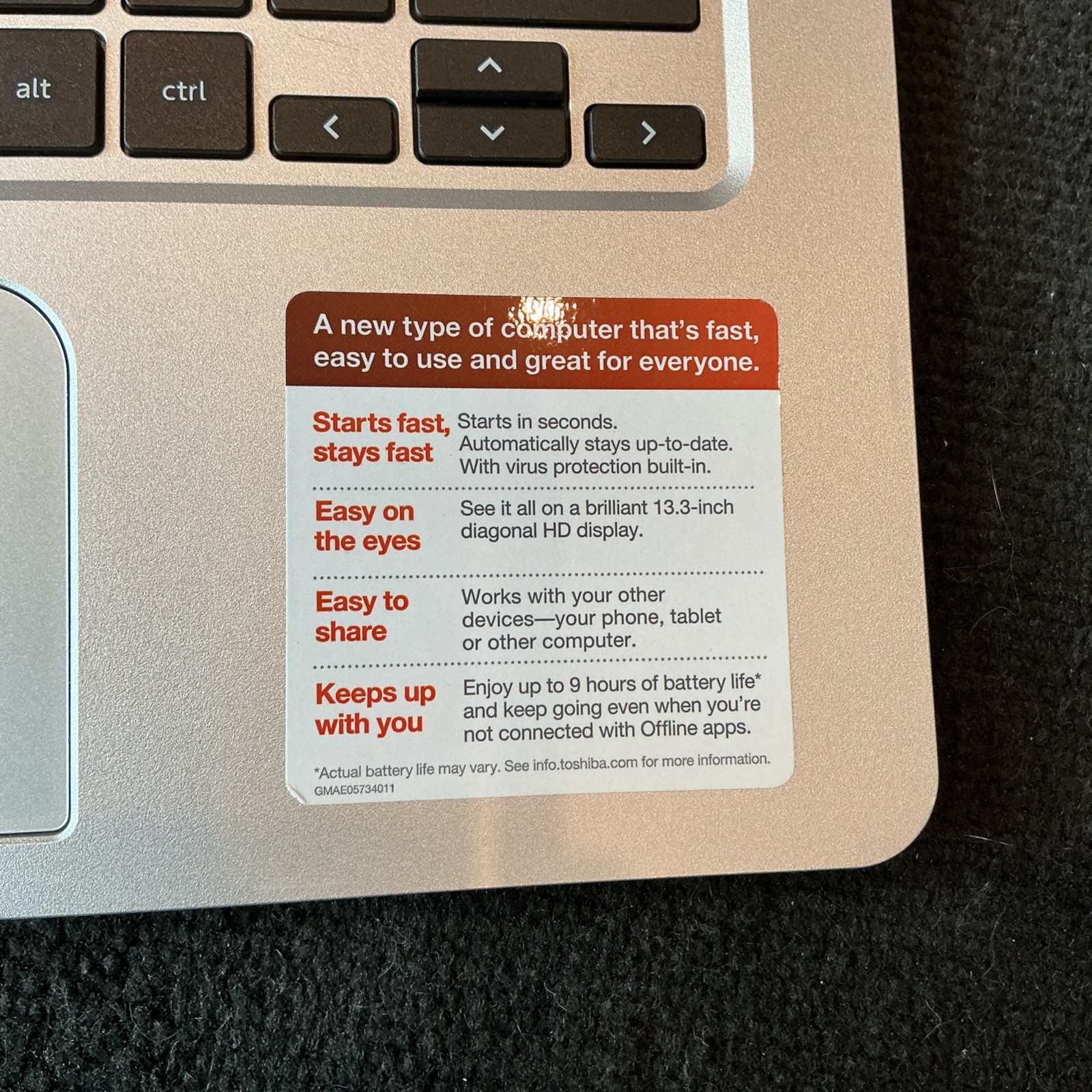 Toshiba Chromebook CB30-A3120 13.3″ CELERON 2955U 1.4ghz 2gb 16gb SSD