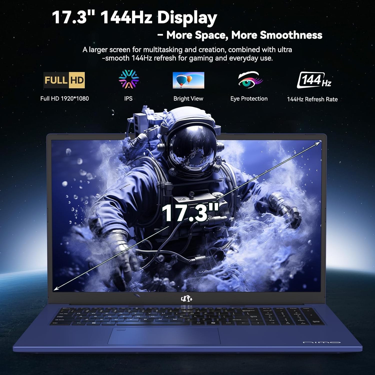 NIMO 17.3″ AI Laptop, AMD Ryzen AI 9 HX 370(50 Tops NPU), Radeon 890M, 32GB RAM