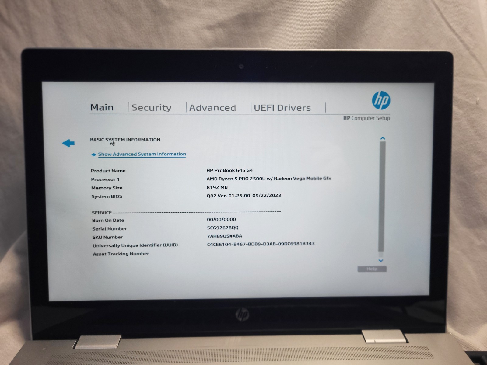 HP ProBook 645 G4 Ryzen 5 Pro 2500u 2.0GHz 8GB Touch Screen -No HHD