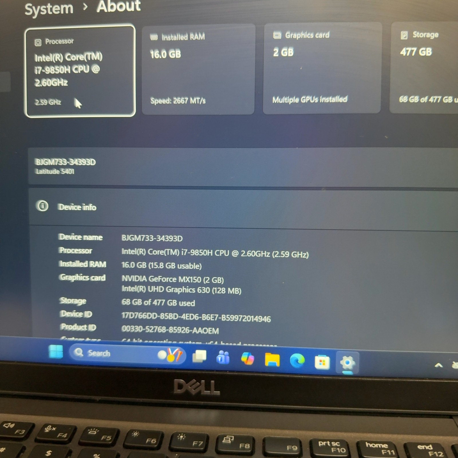 Dell Latitude 5401 Laptop i5-9850H 2.60GHz 16GB RAM 512GB SSD Windows 11 Pro