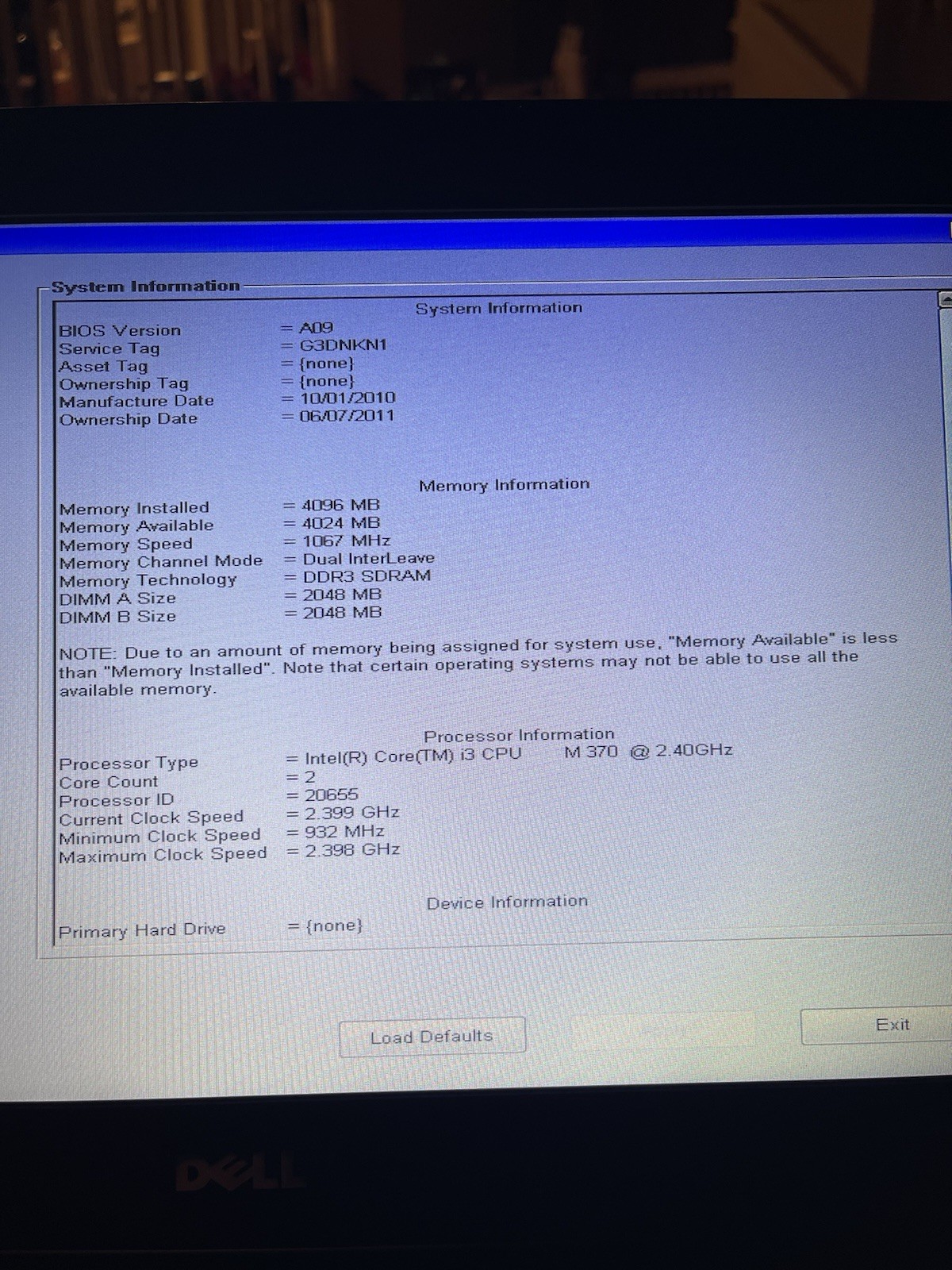 Dell E6510 Laptop Win vVista, 8GB RAM, And 512GB HD, Intel I5 2.67GHz