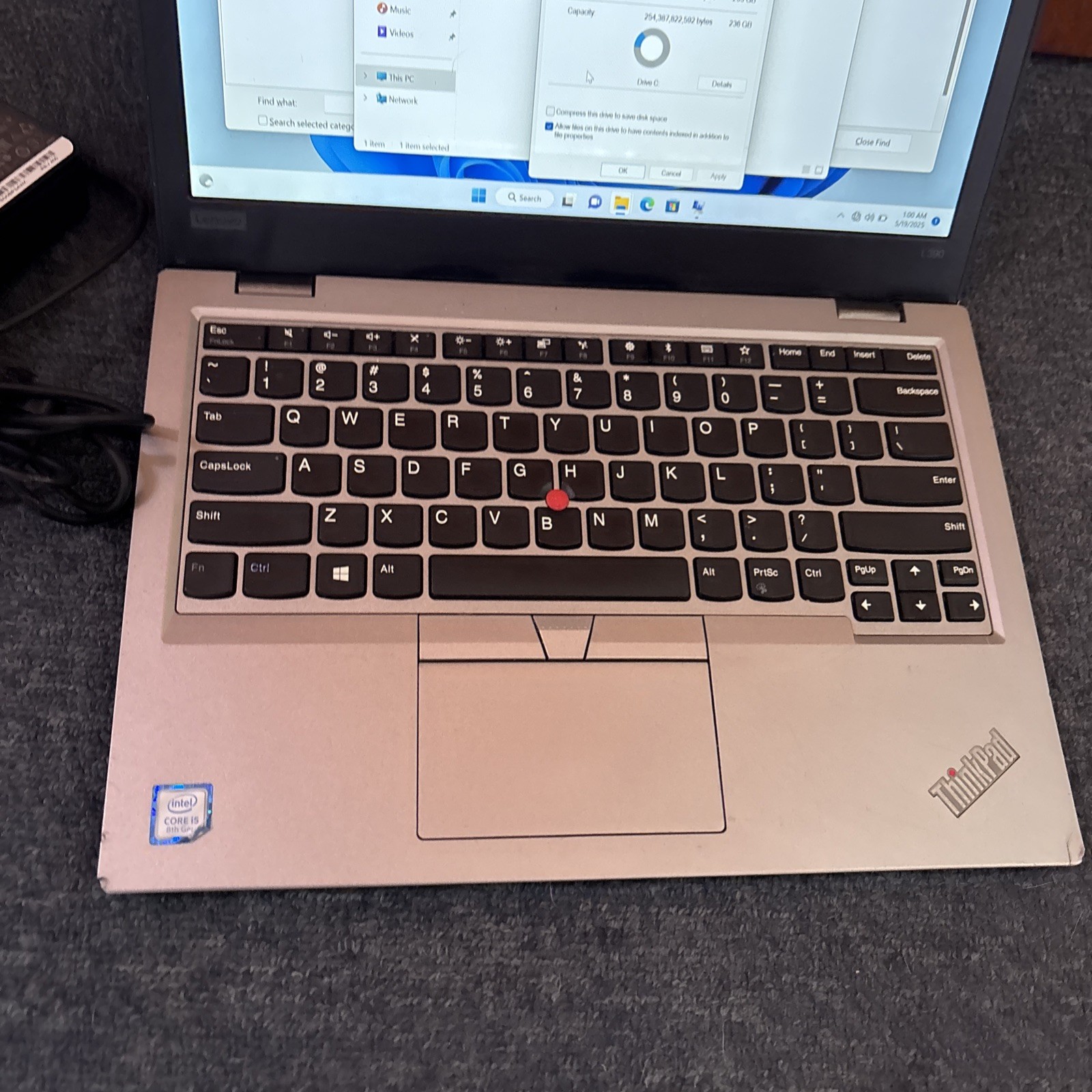 Lenovo ThinkPad L390 i5-8265U 8gb RAM 250gb SDD 13.3″ Windows 11