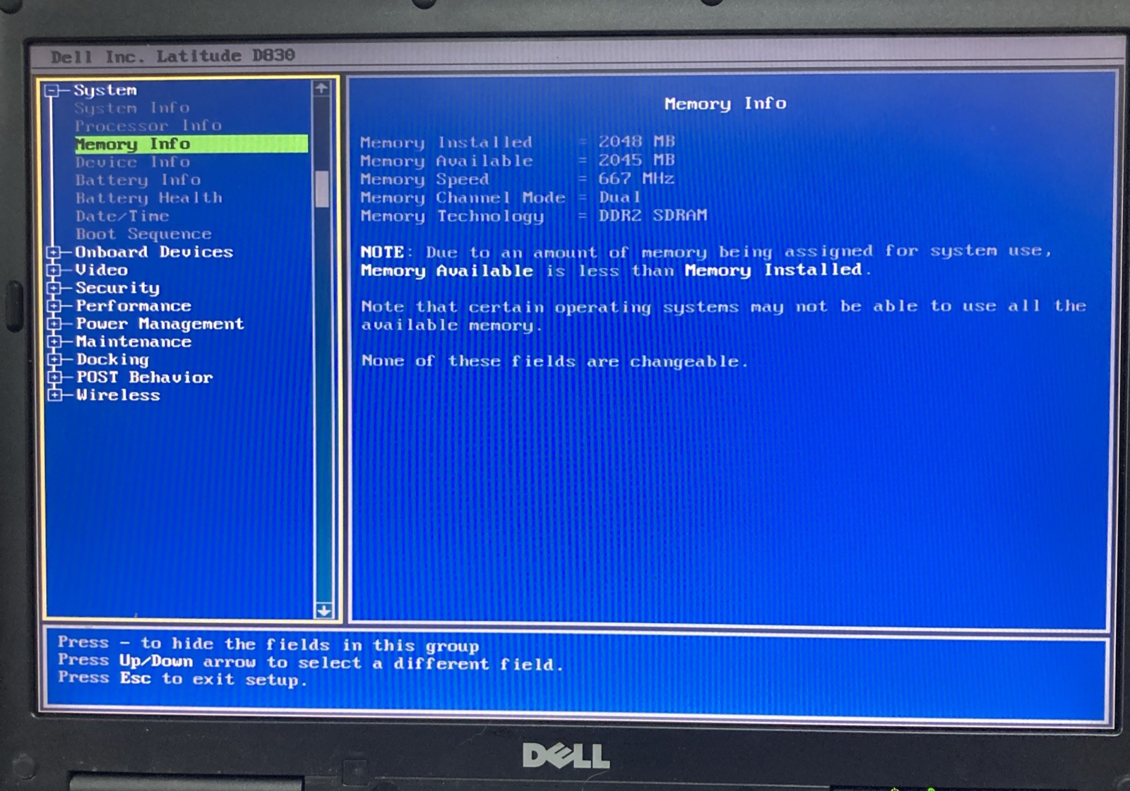 Dell Latitude D830 15.4 Laptop Core 2 Duo 2.00GHz 2GB No HHD Boot to BIOS