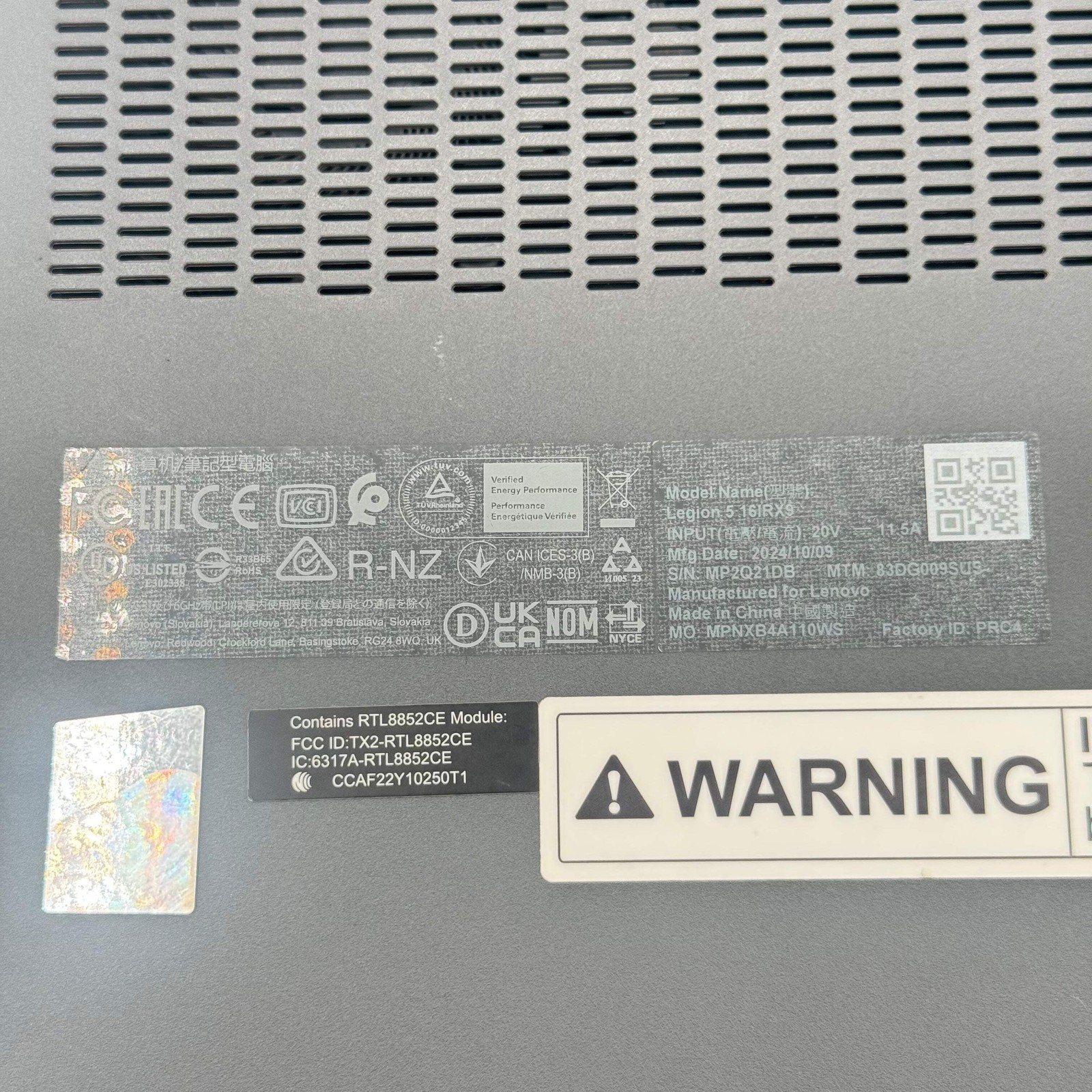 Lenovo Legion 5 16IRX9 Laptop i7 16GB 1TB RTX 4060 Gray