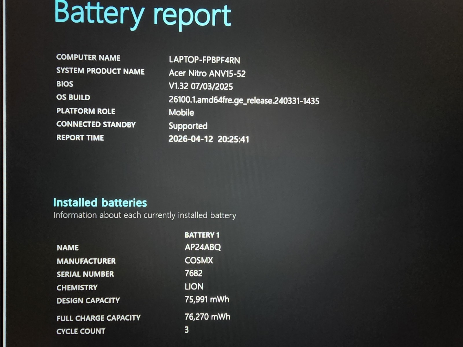Acer Nitro V 15 15.6″ i5-13420H 13th Gen 16GB 512GB RTX 5050 Win11