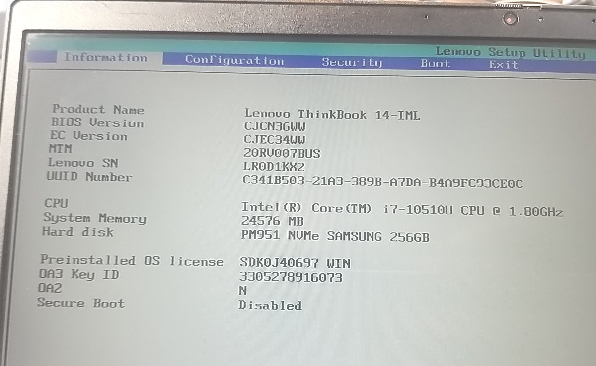 Lenovo ThinkBook 14-IML LAPTOP W/i7-10510U 1.80GHZ, 24GB Ram, 256GB. *READ⬇️*
