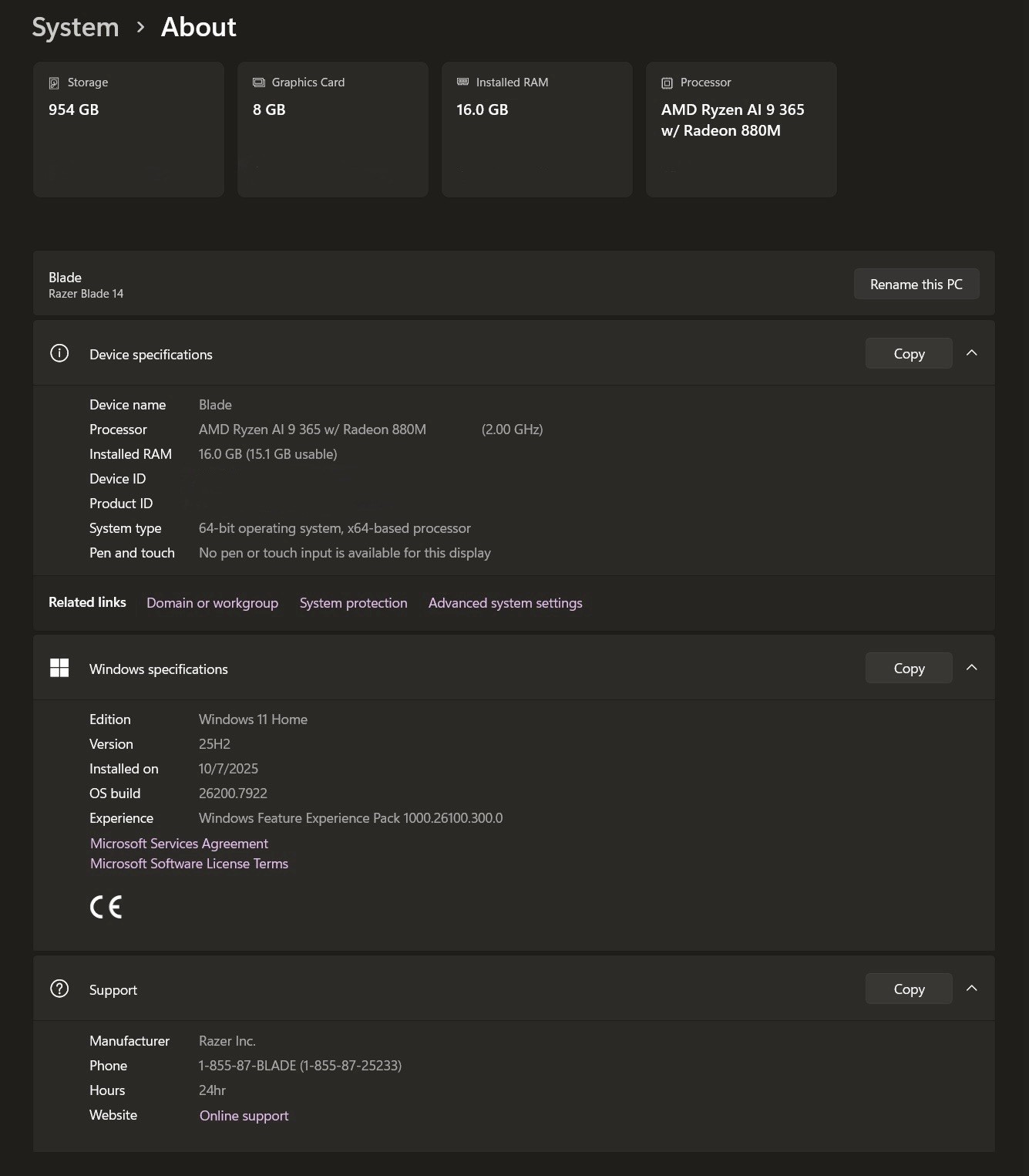 NEW Razer Blade 14, RTX 5060, Ryzen AI 9 365, 3K 120Hz OLED, 16GB, 1TB Open Box