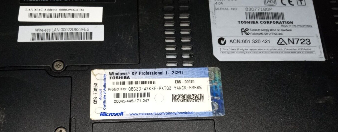 Toshiba Tecra A1 Laptop Intel Pentium 4 TA10C-00GV1P Parts
