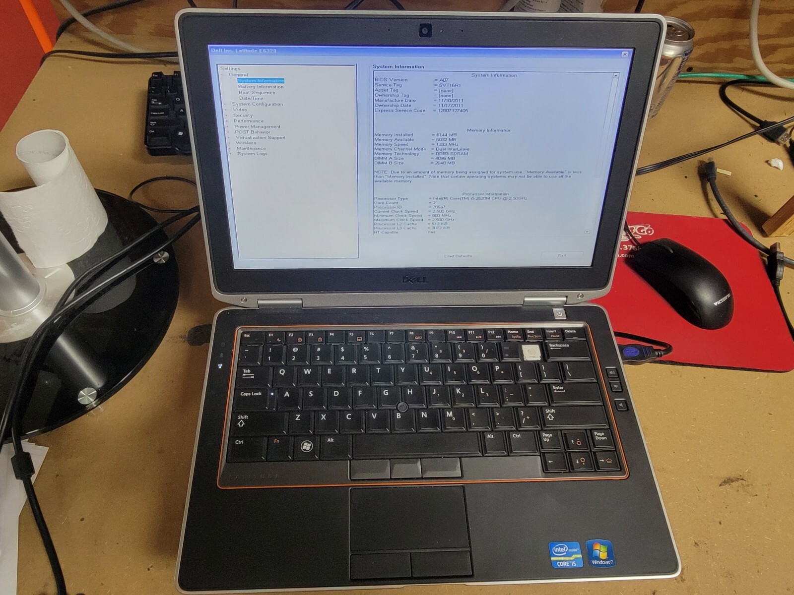 DELL LATITUDE E6320 LAPTOP – NO HDD OR BATTERY – FOR PARTS