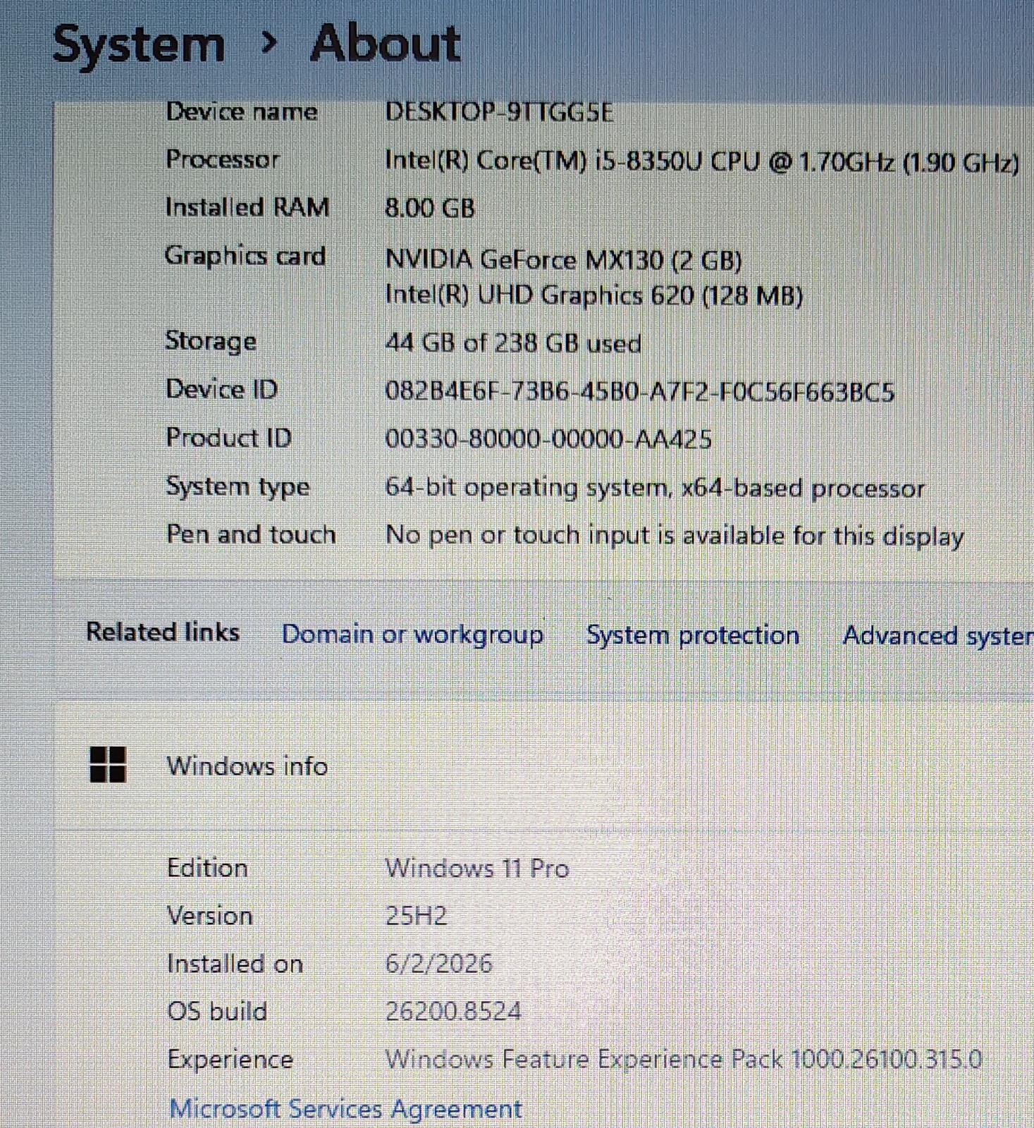 Dell 14″ Latitude 5490 FHD Laptop i5-8350U 8GB 256GB SSD W11 Pro NVIDIA GeForce