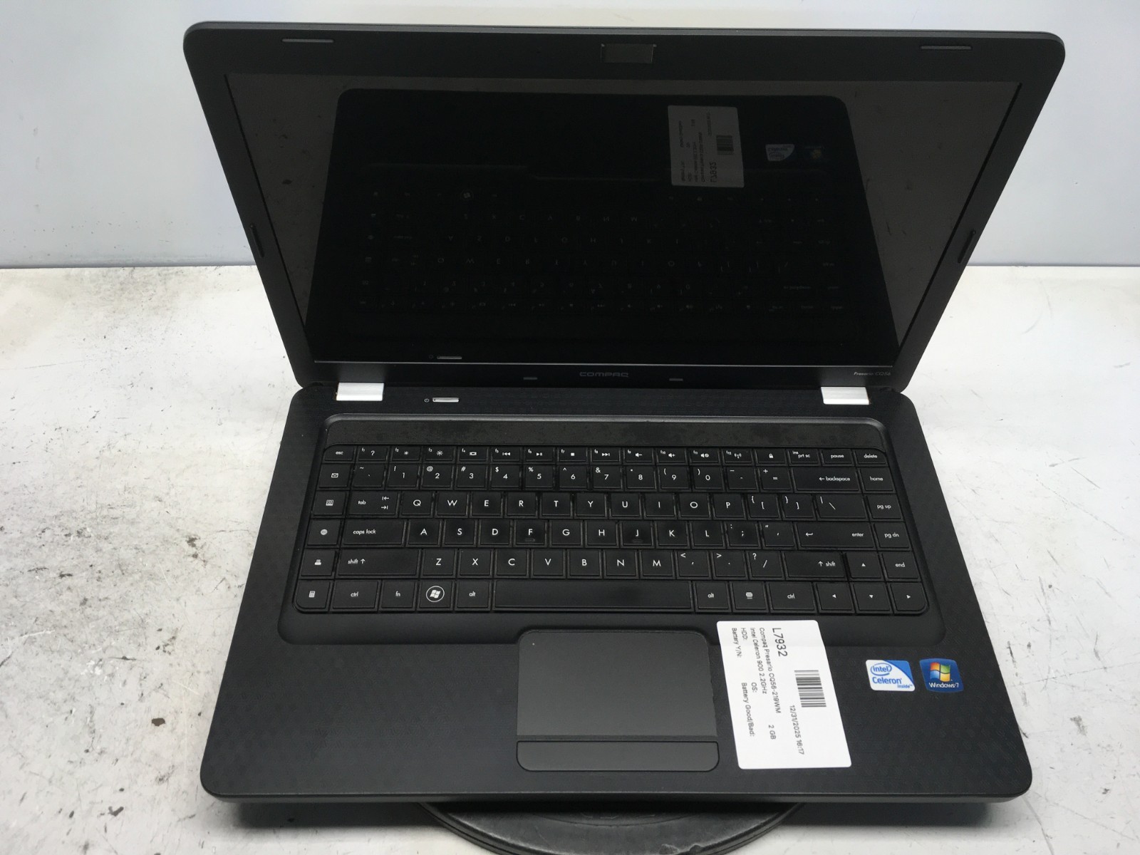 Compaq Presario CQ56-219WM Intel Celeron 900 2.2GHz 2 GB NO HDD No Batt