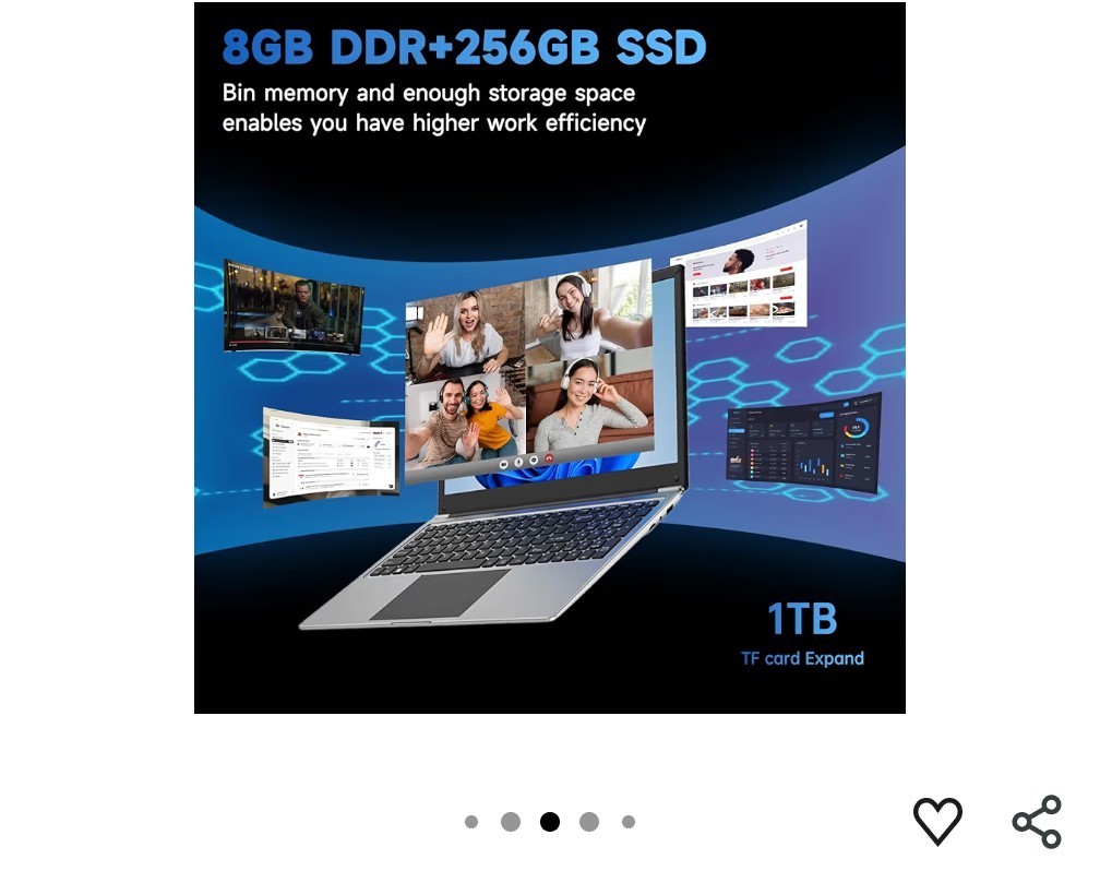Exilapsire 16in FHD Laptop AMD A9-9400 8GB 256GB SSD Win 11 Pro Silver