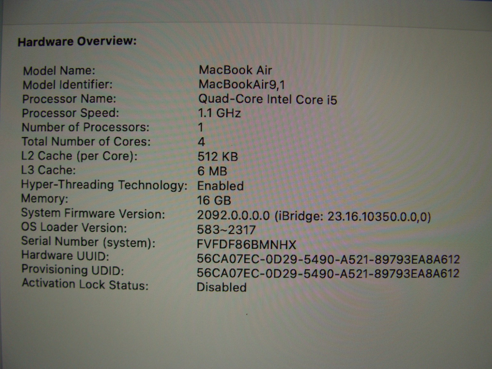 Apple MacBook Air 13″ A2179 2020 i5-1030NG7 1.1GHz 16GB 512GB OS SEQUOIA